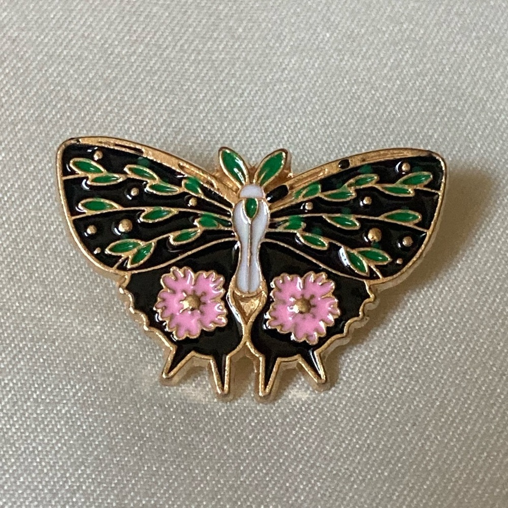Floral Butterfly Brooch Pin